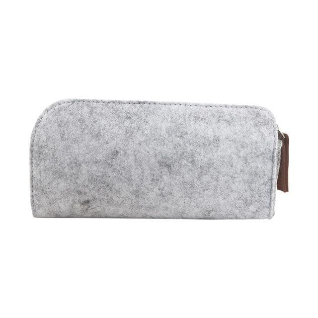 Ginflash Simple Felt pencil bag fabric pencil case box School Supplies Office Supplies pouch stationery storage zipper grey