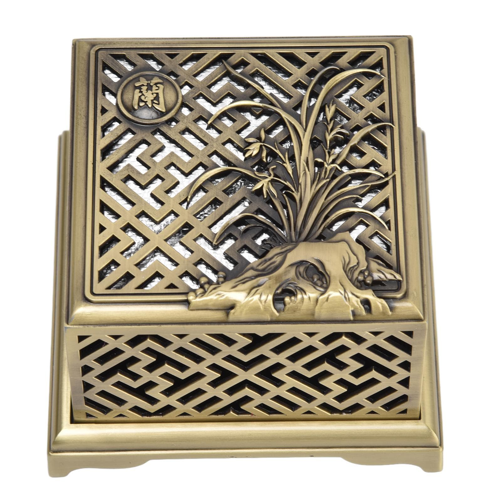 Incense Holder Multipurpose Zinc Alloy Incense Stand with Fireproof Cotton for Home Decoration