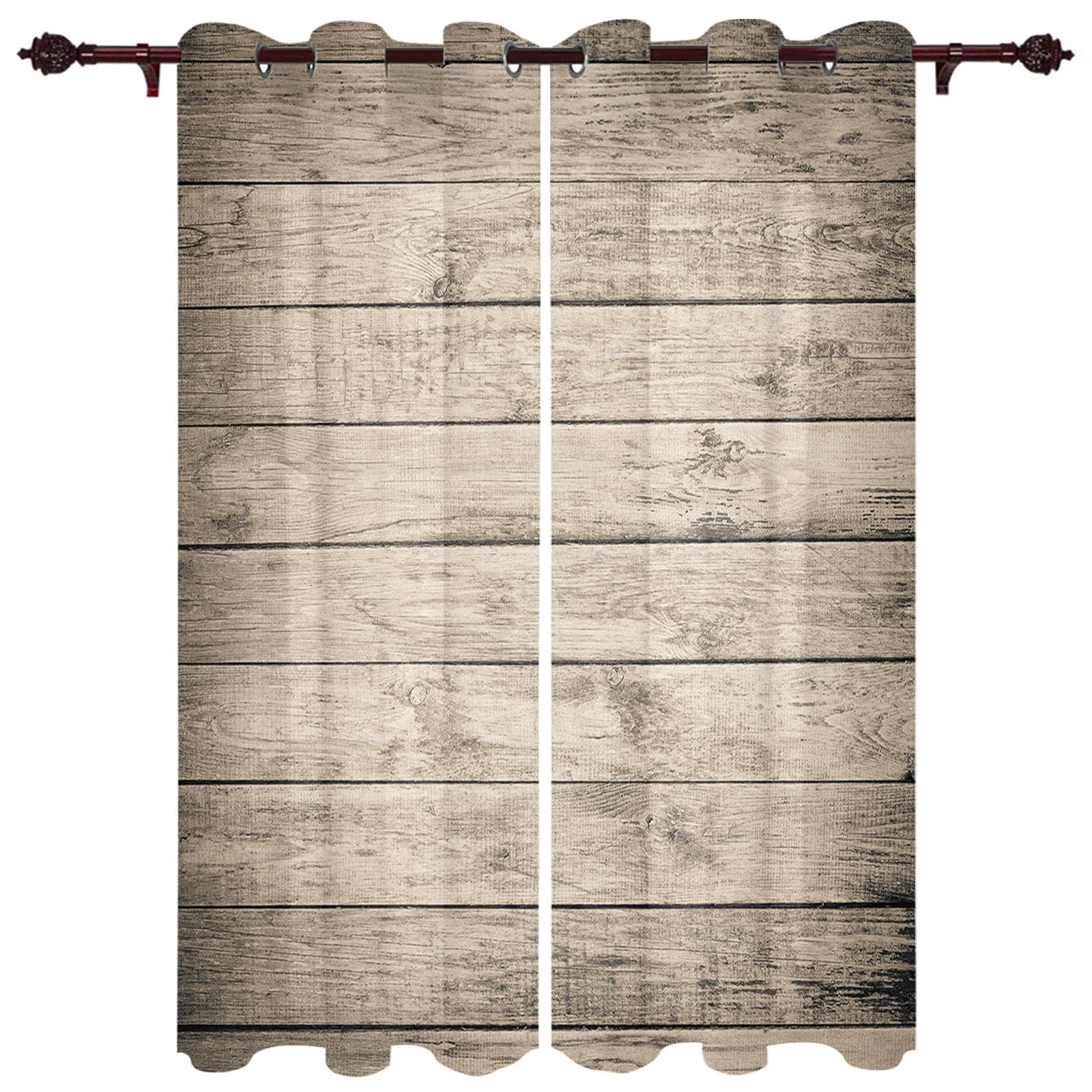 Wooden Door Retro Style Window Curtain Bedroom Living Room Window Drapes Kitchen Decoration Blinds Curtain 135W x 115H(cm) x1