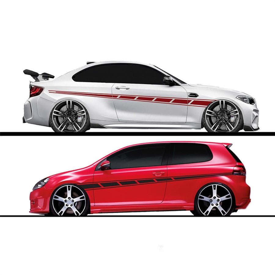 2x Car Body Sides Decal Stickers Matte Black Streamline Style Universal