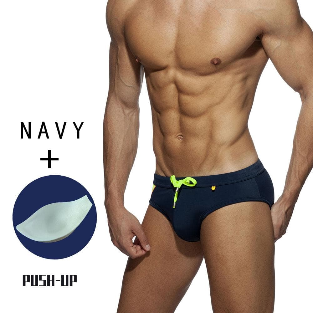 Men Color Block Swiming Brief Beach Wear UXH M navy blue