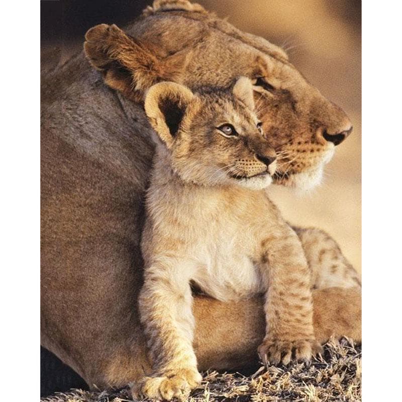 5D Diamond Painting Lion Cross Stitch Diamond Embroidery Full Round Drill Diamond Embroidery 20X30CM