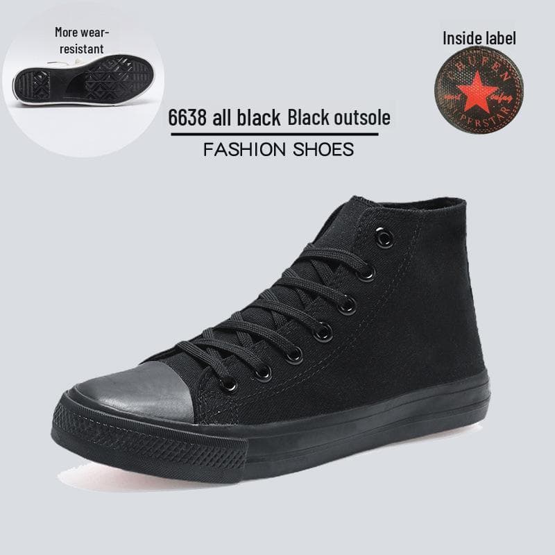Men's 2023 High-Top Canvas Sneakers: Trendy Korean Style Couple's Casual Shoes 41 (Men)