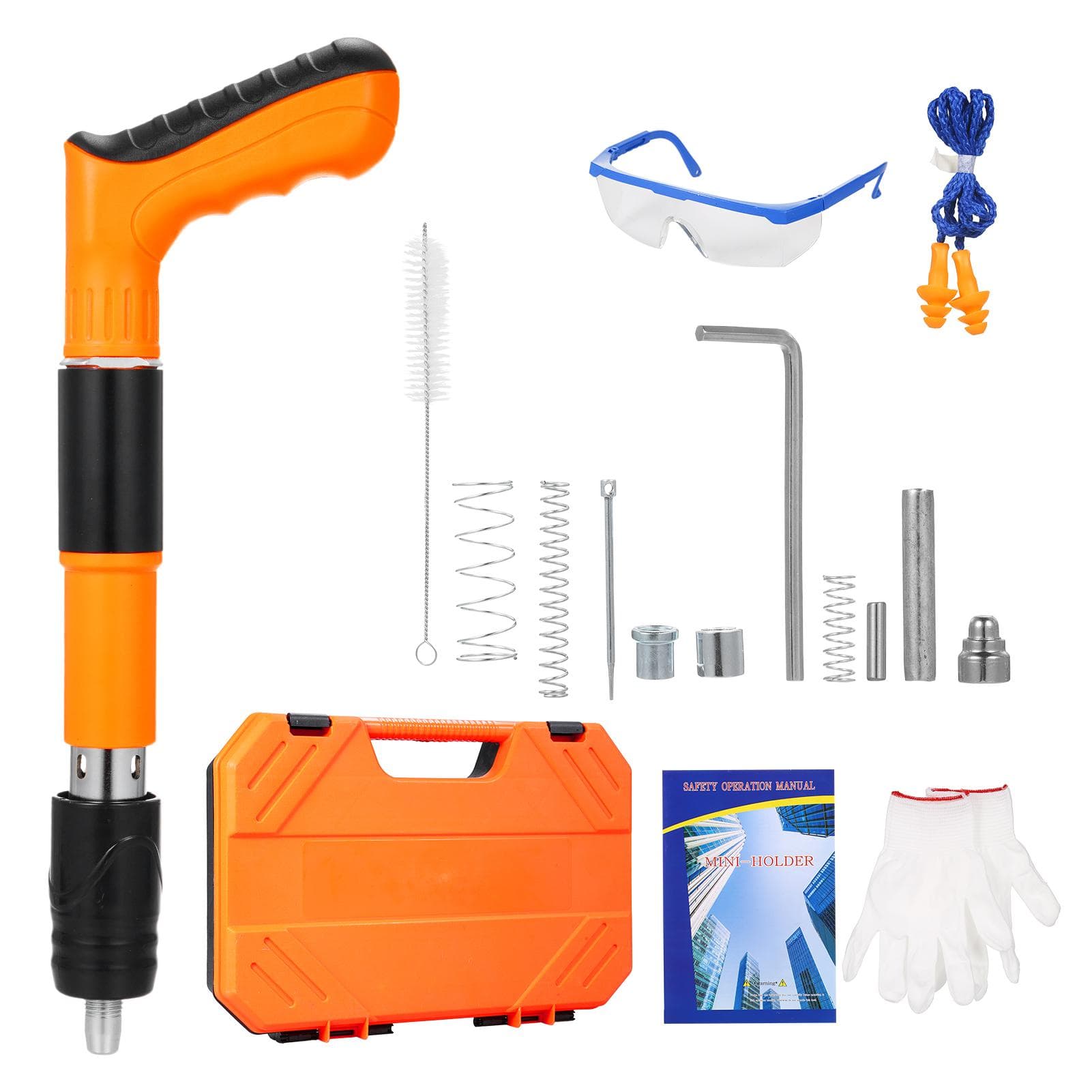 Nail Wall Fastening Tool High-Pressure Nail Machine Manual Steel Nail Machine Strength Adjustable orange