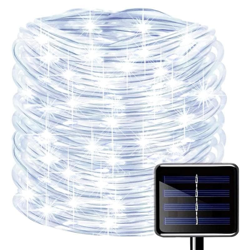 32m/22m/12m/7m solar outdoor LED light strip, outdoor balcony guardrail decoration, solar waterproof landscape light, courtyard Christmas light Rope 7M 50LED white