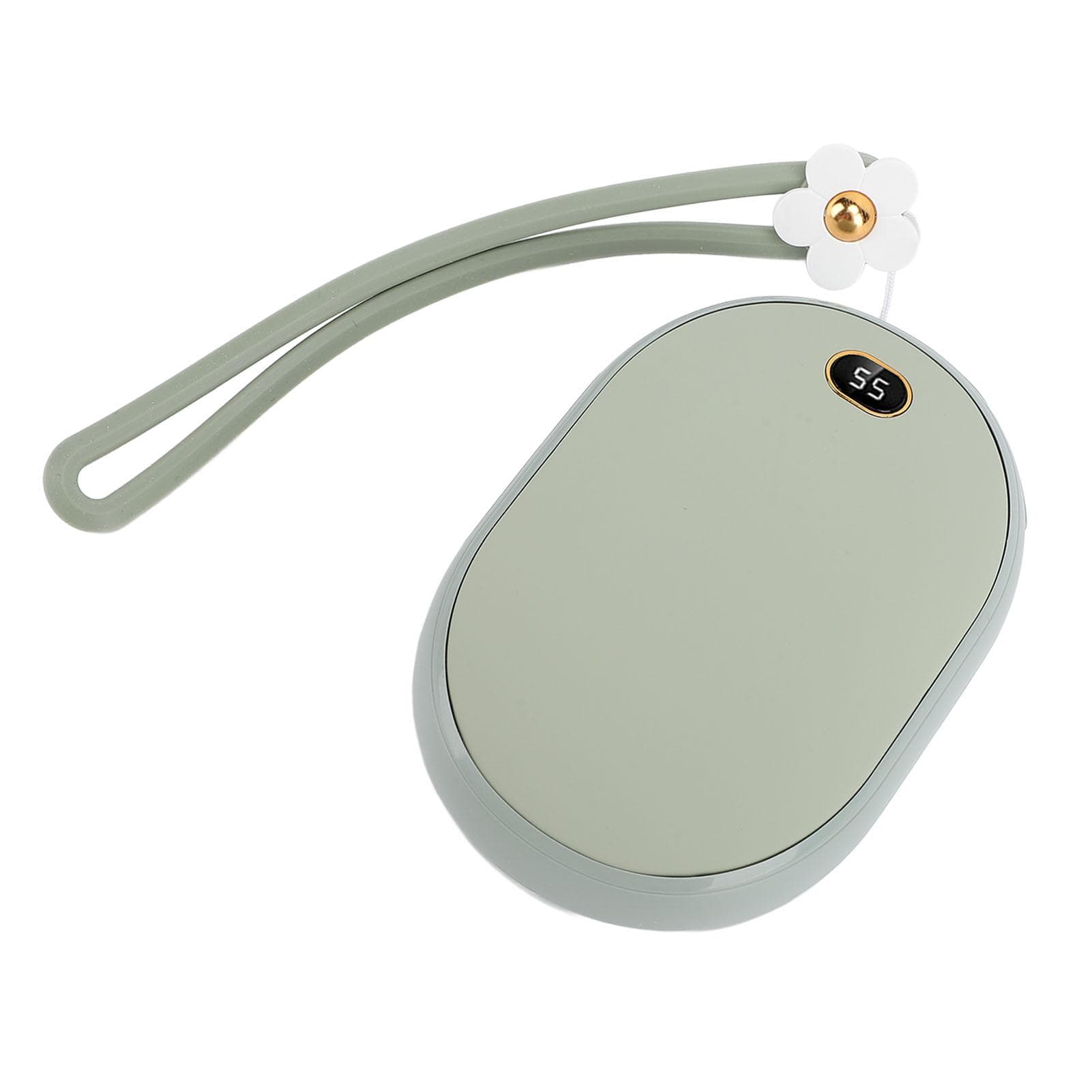 USB Hand Warmer LED Display 2 Temperatures Double Sided Heating 10000mAh Power Bank Pocket Heater green