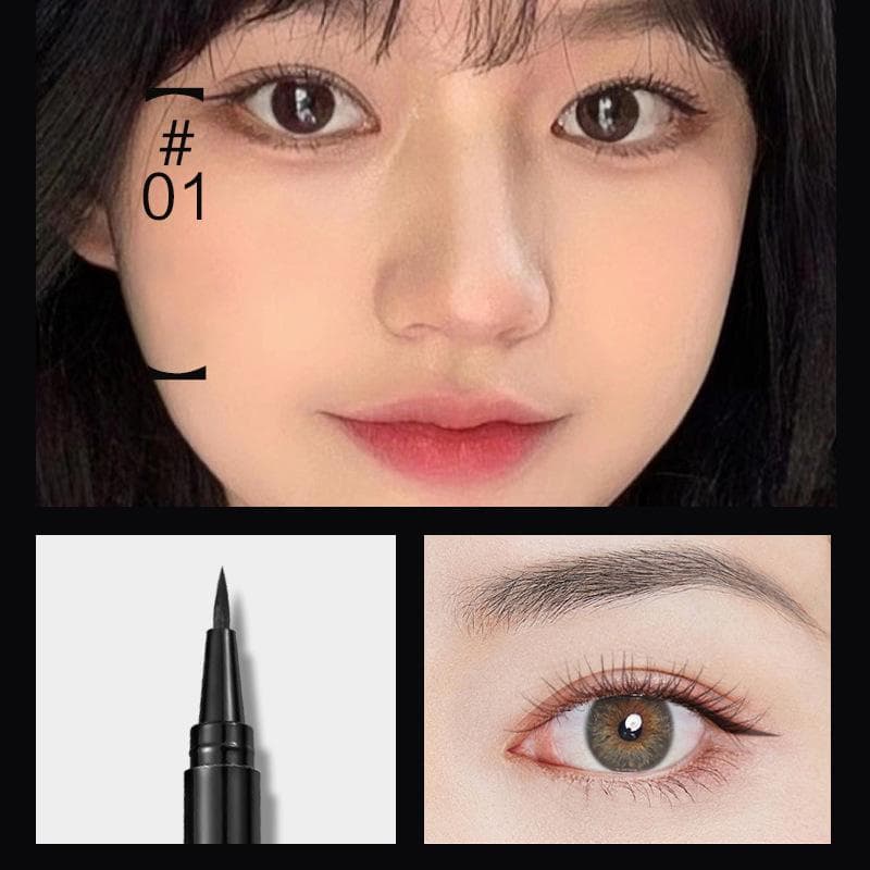 Ultra Thin Eyeliner Pen Waterproof, Smudge-Proof, Precise Liquid Liner with Fine Tip for Sharp Winged & Natural Looks, Black Brown Eyeliner Pencil 1#Black
