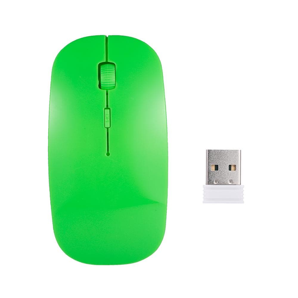 2.4G Wireless Mouse Portable Ultra-thin Mute Mouse 4 Keys Wireless Optical Mouse 1600DPI for Desktop Computer Laptop green