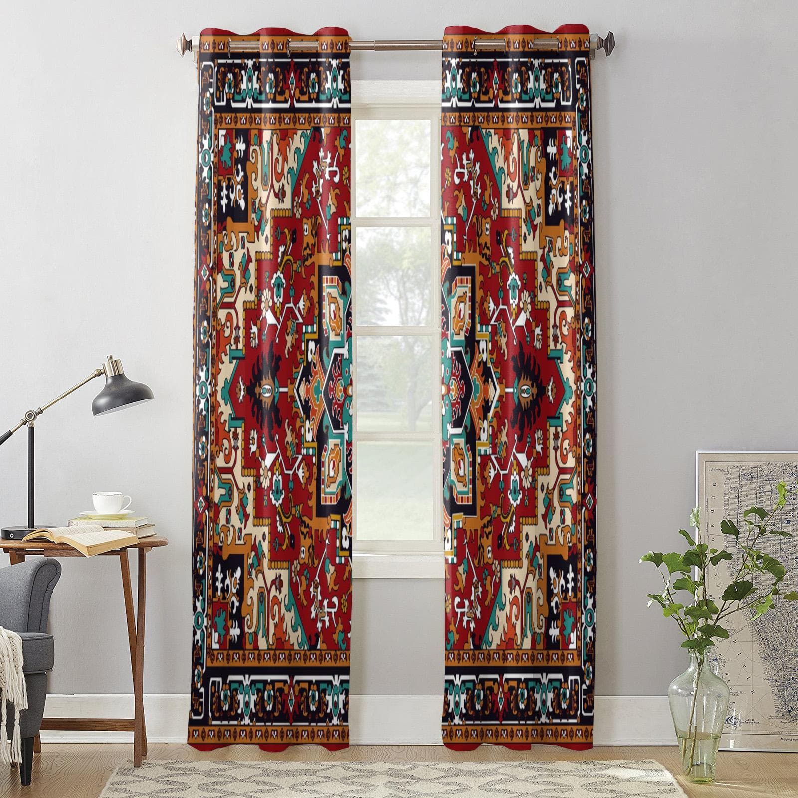 Carpet Flowers Texture Windows Curtains Living Room Bedroom Window Treatments Household Kitchen Curtains 135W x 60H(cm) x1