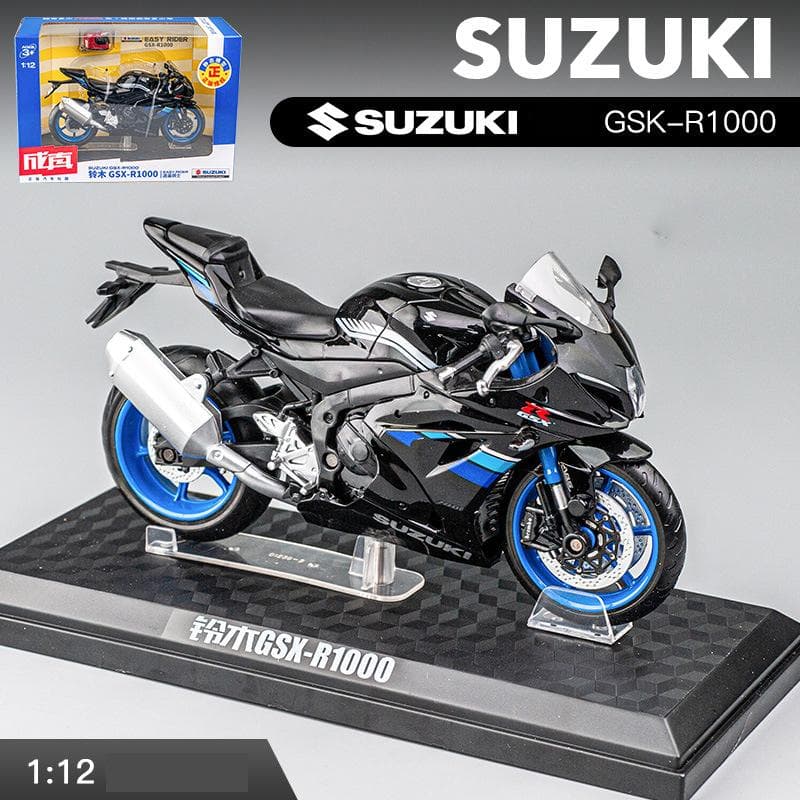 1/12 SUZUKI GSX-R1000 Motorcycle Alloy Diecast Toy Motorcycle Car Model Linkage Head Rubber Tire Motorbike Vehicle for Boy Gift 1/12-17x8.6x6cm black