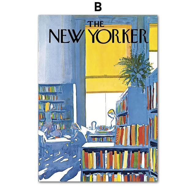Ballerina Library Lion The New Yorker Magazine Wall Art Canvas Painting Posters And Prints Wall Pictures For Living Room Decor No Frame 40*50cm