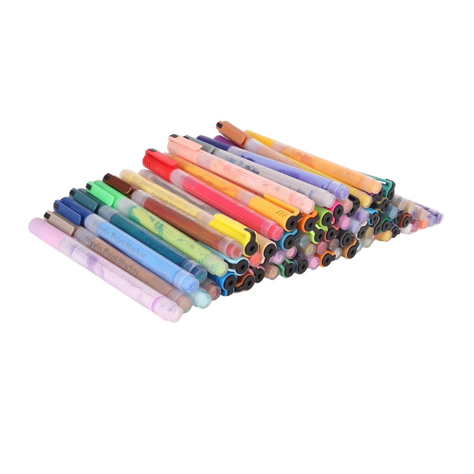 72Pcs Acrylic Paint Markers Assorted Colors Waterproof Quick Dry Fiber Tip Graffiti Markers for