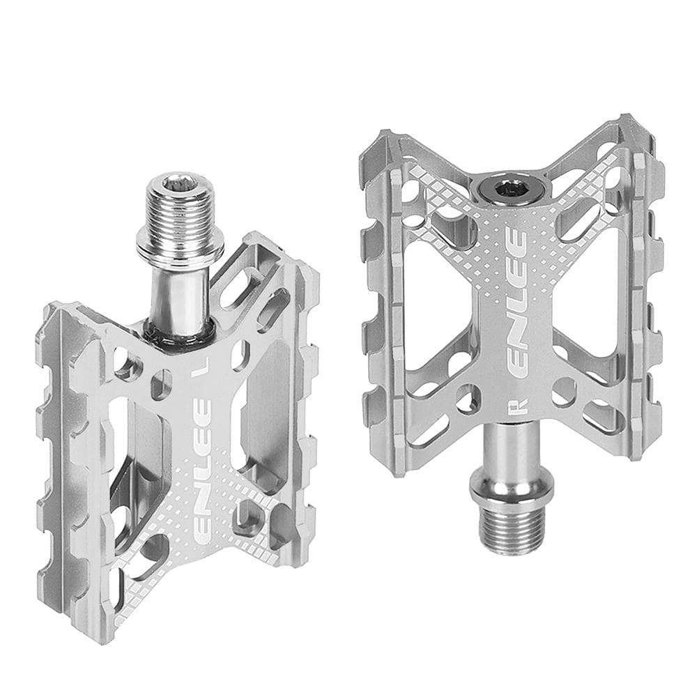 Folding Bike Pedals Aluminium Alloy Flat Bicycle Platform Pedals Mountain Bike Pedals Cycling Pedals silver
