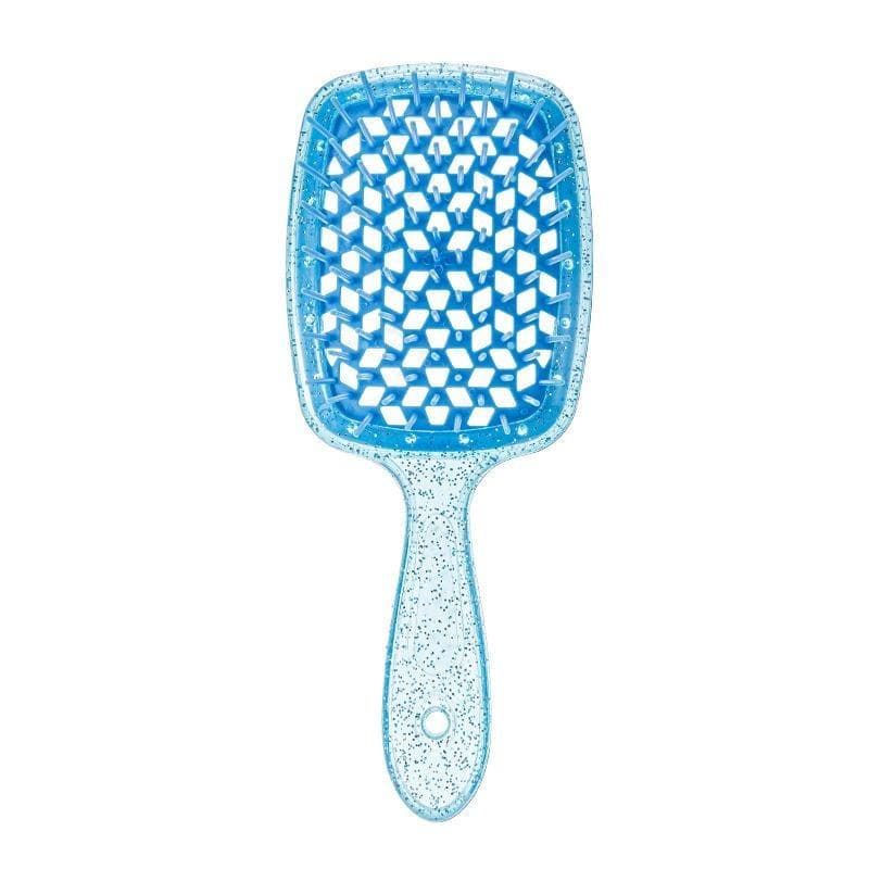 Sequin Detangling Hair Brush Massage Combs Tangled Hair Comb Hollow Out Wet Curly Hair Brushes Salon DIY Combs Hairdressing Tool blue