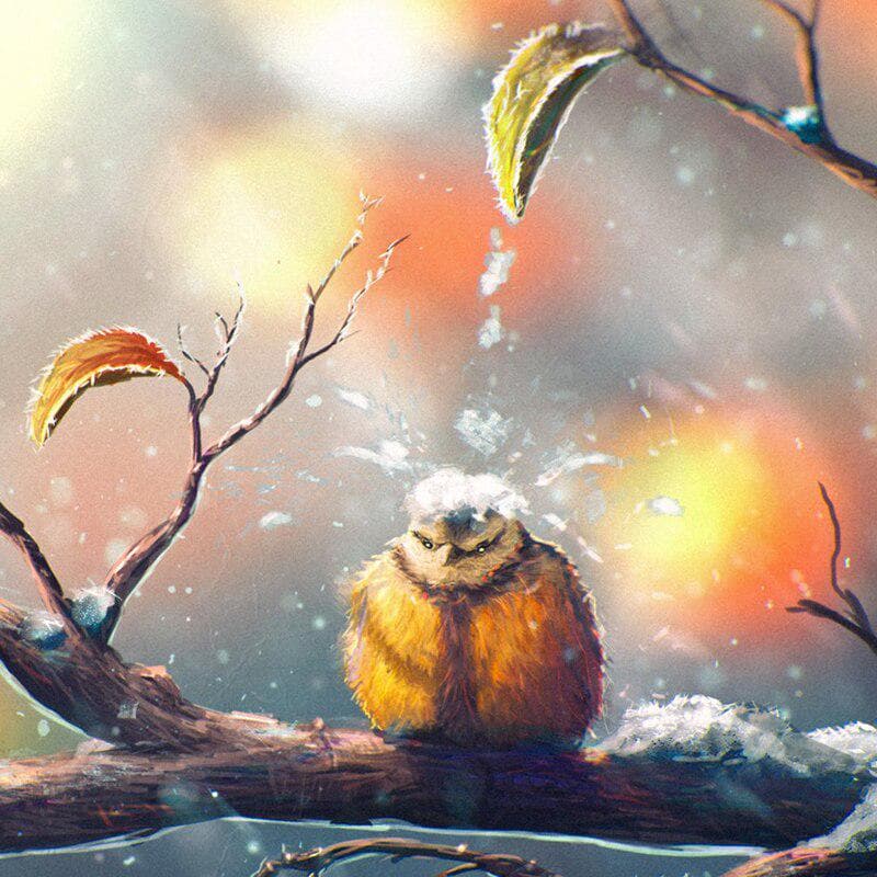 Diamond Painting Cross Stitch Cute Birds In Snow Diamond Mosaic Animal Embroidery 30x30CM