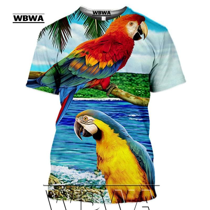 Parrot T Shirt Men Flower Tshirt Hip Hop Tee Animal Brid 3d Print T-shirt Women Clothing Casual Tops Mens Sweatshirt Shirts 3XL