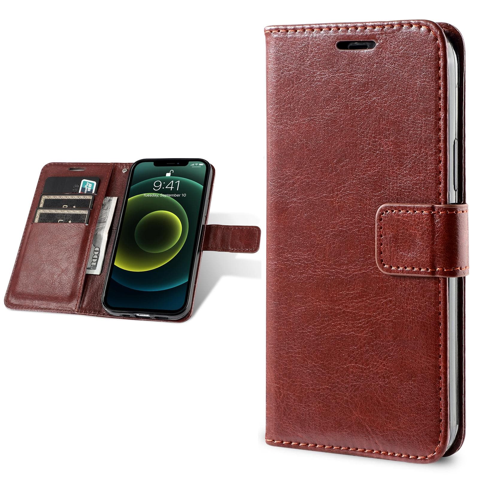 Leather Wallet Flip Case For Samsung Galaxy A14 A13 A12 A34 A54 A15 A04S A05S A22 A23 A32 A52 A53 A33 A73 A72 S21 S22 S23 FE S24 Ultra Card Slot Cover For Samsung A22S 5G brown