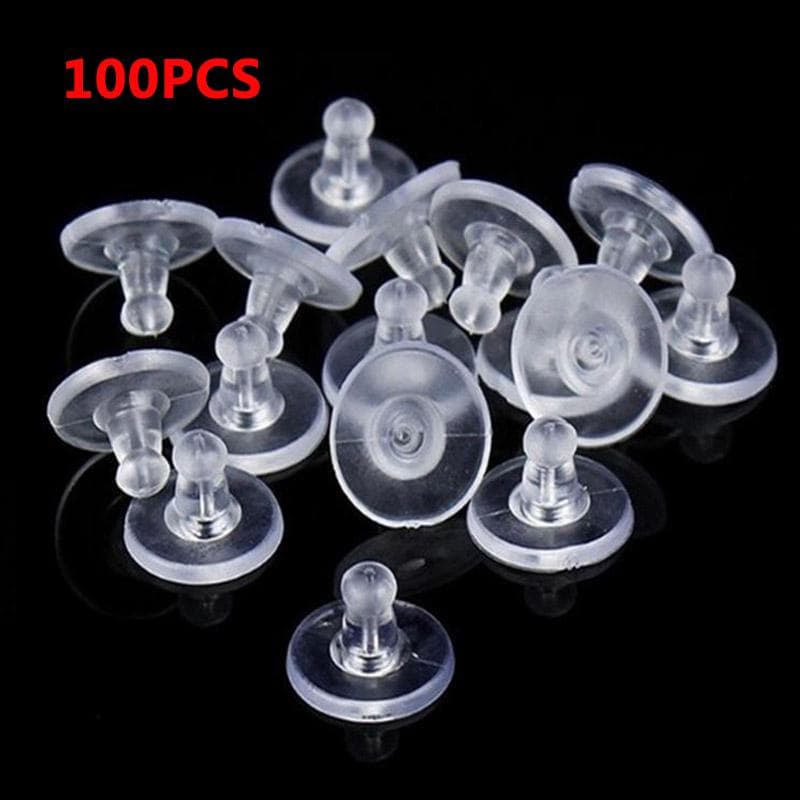 White Earring Finding Handmade Finding 10PCS/Lot Skid Resistance Earnuts 100PCS/Lot DIY Rubber Back Silicone Round Ear Plugging Wedding Hot Sale Party 100Pcs