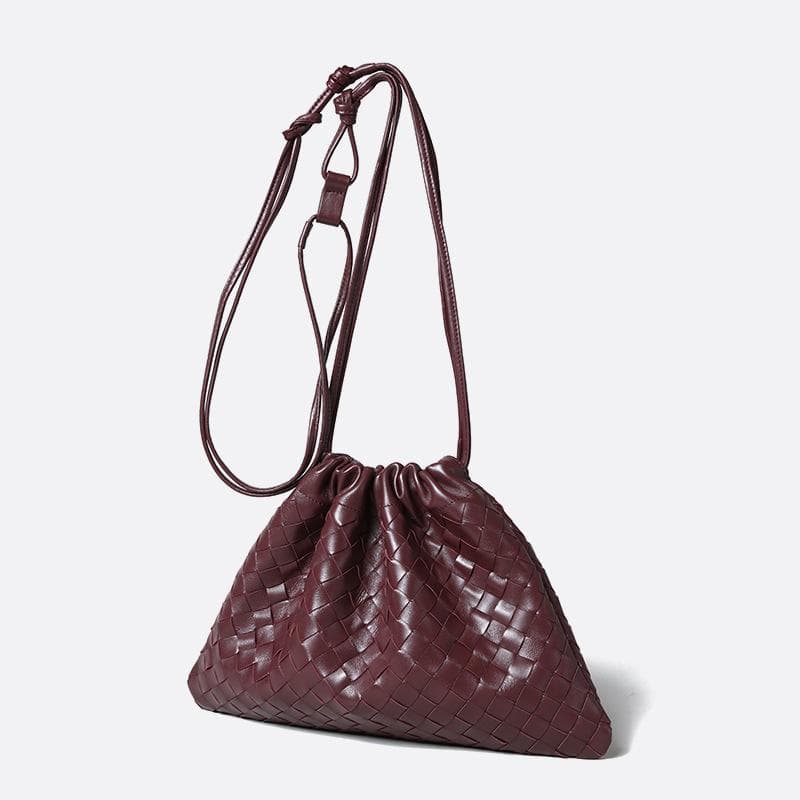 Retro High-end Garbage Bag Woven Bag Hand-woven Leather Pleated Drawstring Cloud Fashion Foreskin Women's Bag