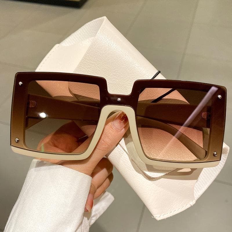 KAMMPT Oversize Square Sunglasses for Men Women Fashion Vintage Mirror Shades UV400 Luxury Designer Sun Glasses as picture