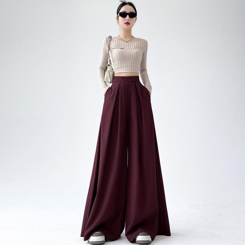 Suit Wide-leg Pants Women's Autumn High-waisted Casual Pants Women's Autumn Drooping Loose Trousers 2XL