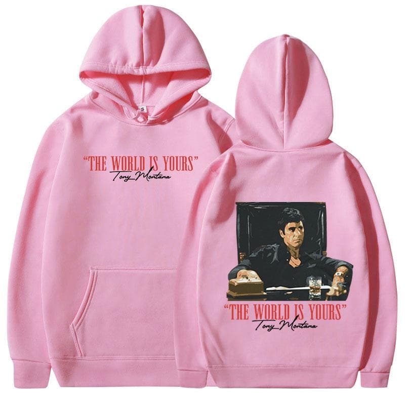 Classic Scarface Movie Hoodies For Men And Women Vintage Gothic Pullover Oversized Sweatshirts The World Is Yours Tony Montana M