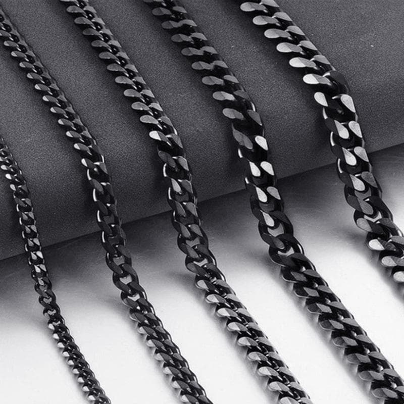Stainless Steel Necklace with Polished Edge, Titanium Chain, Vacuum-Plated 18k Gold Finish 80cm Length