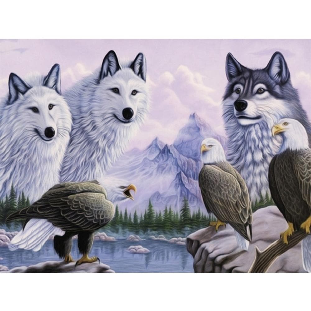 Diamond Painting Animal Wolf Family Dimaond Embroidery Full Drill Diamond Painting 20X30CM