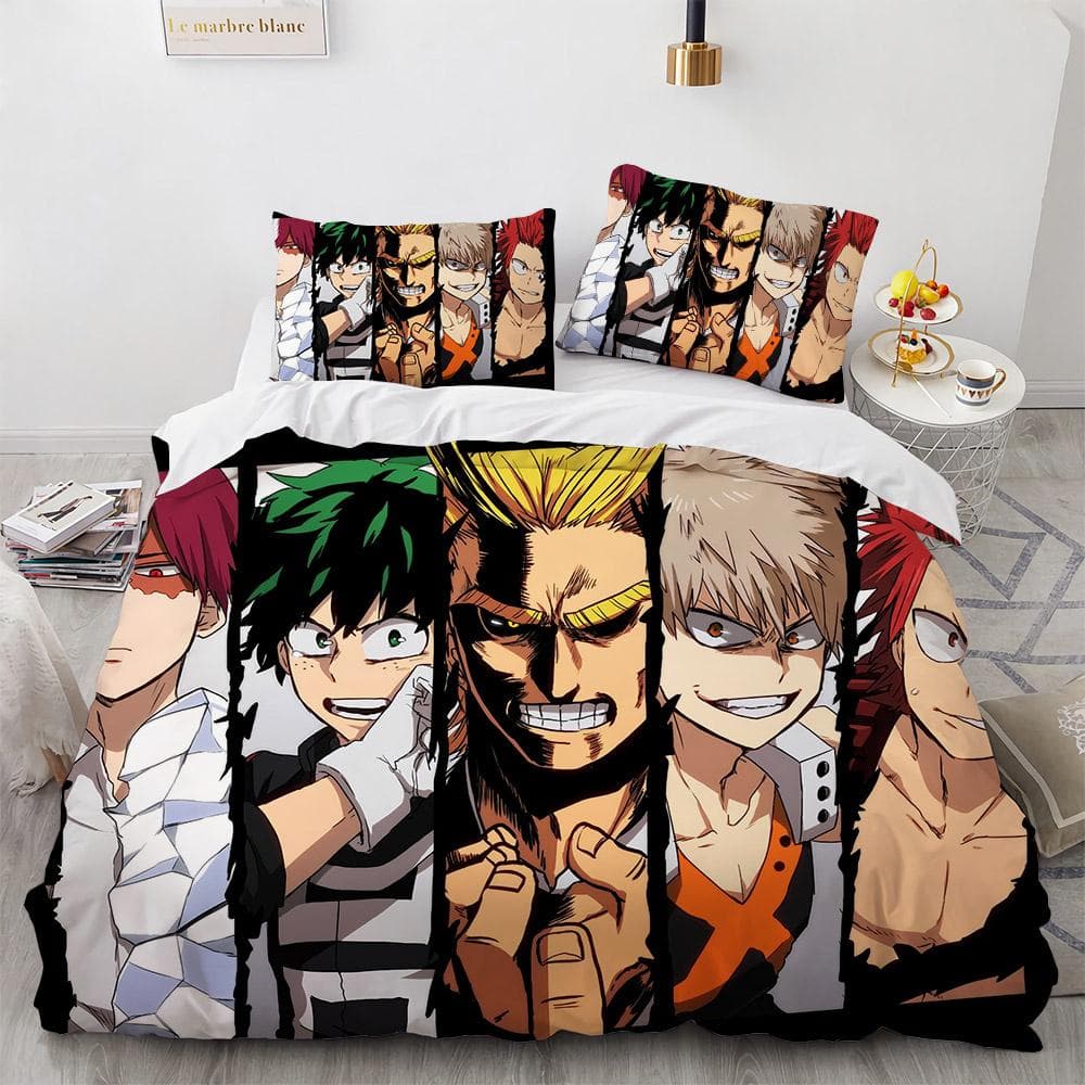 New Anime My Hero Academy Bedding Set Anime Characters Duvet Cover 3D Cartoon Polyester Quilt Cover Queen King Size Kids Boys 70x133cm 2pcs