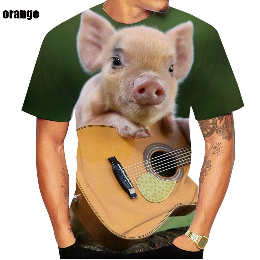 Popular Novelty Animal Pig 3d Printing T-shirt Funny Pig Casual Summer T-shirt XS-5XL S