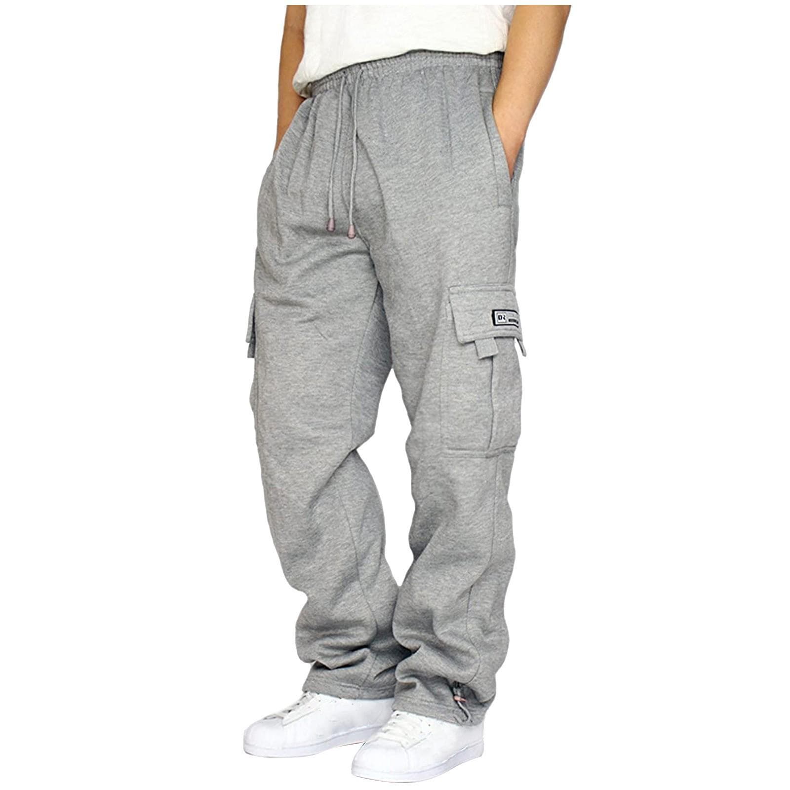 2024 Men's Multi-Pocket Sports Casual Drawstring Trousers with Cuffed Loose Fit Size 3XL