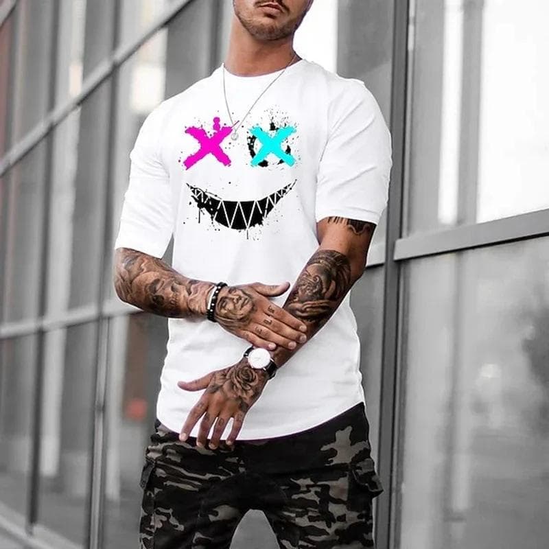 Popular Trendy Brand Round Neck Short-sleeved T-shirt Men's Summer Loose Casual Versatile Printed Short Sleeves Simple 5XL