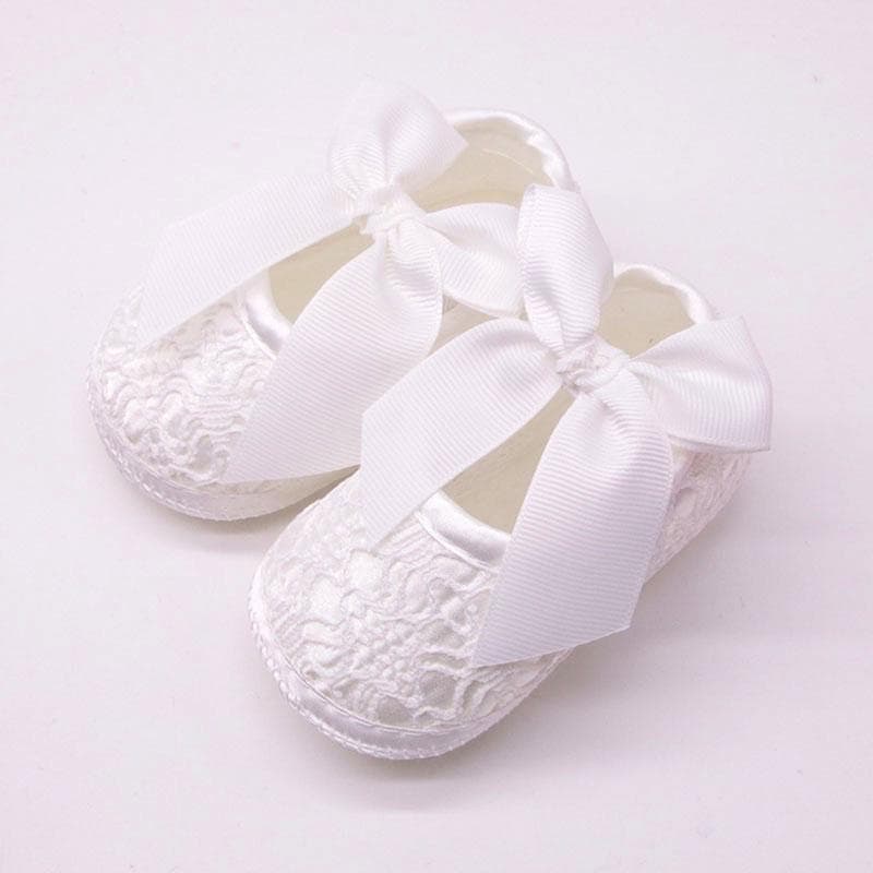 Summer Hollow Newborn Baby Shoes Cute Bows Infant Girl Shoes First Walkers Non-Slip Booties Shoes 12-18M white