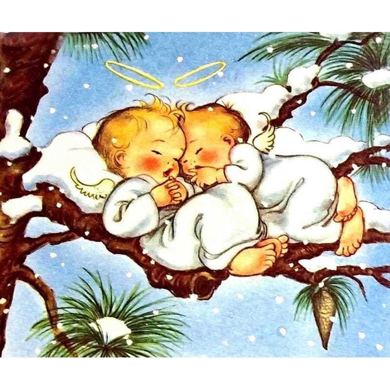 5D DIY Diamond Painting Angel on the tree Diamond Embroidered Cross-stitch Rhinestone Mosaic 20X30CM
