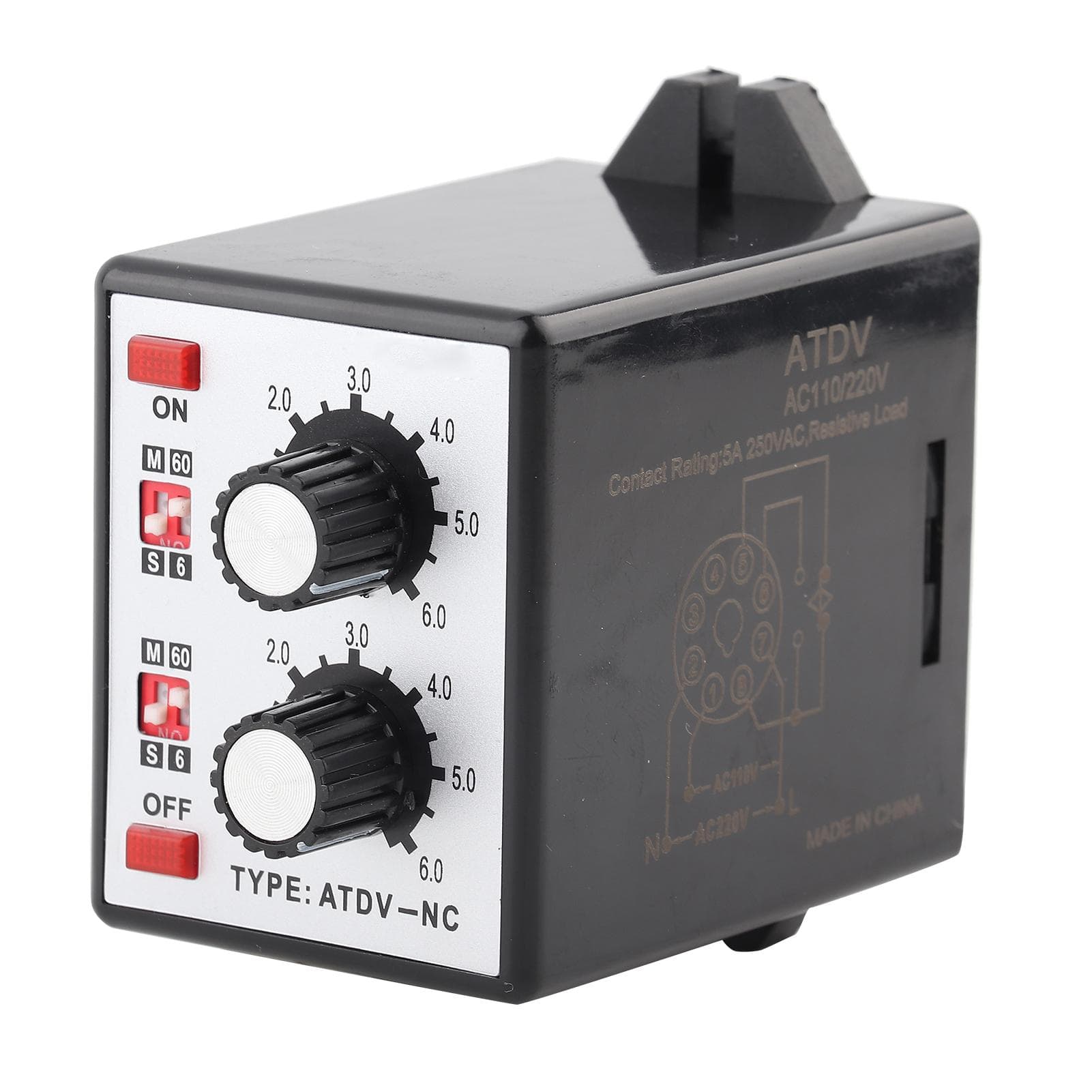 On Off Twin Timer Relay Knob Control Time Switch 6S60M AC 220V