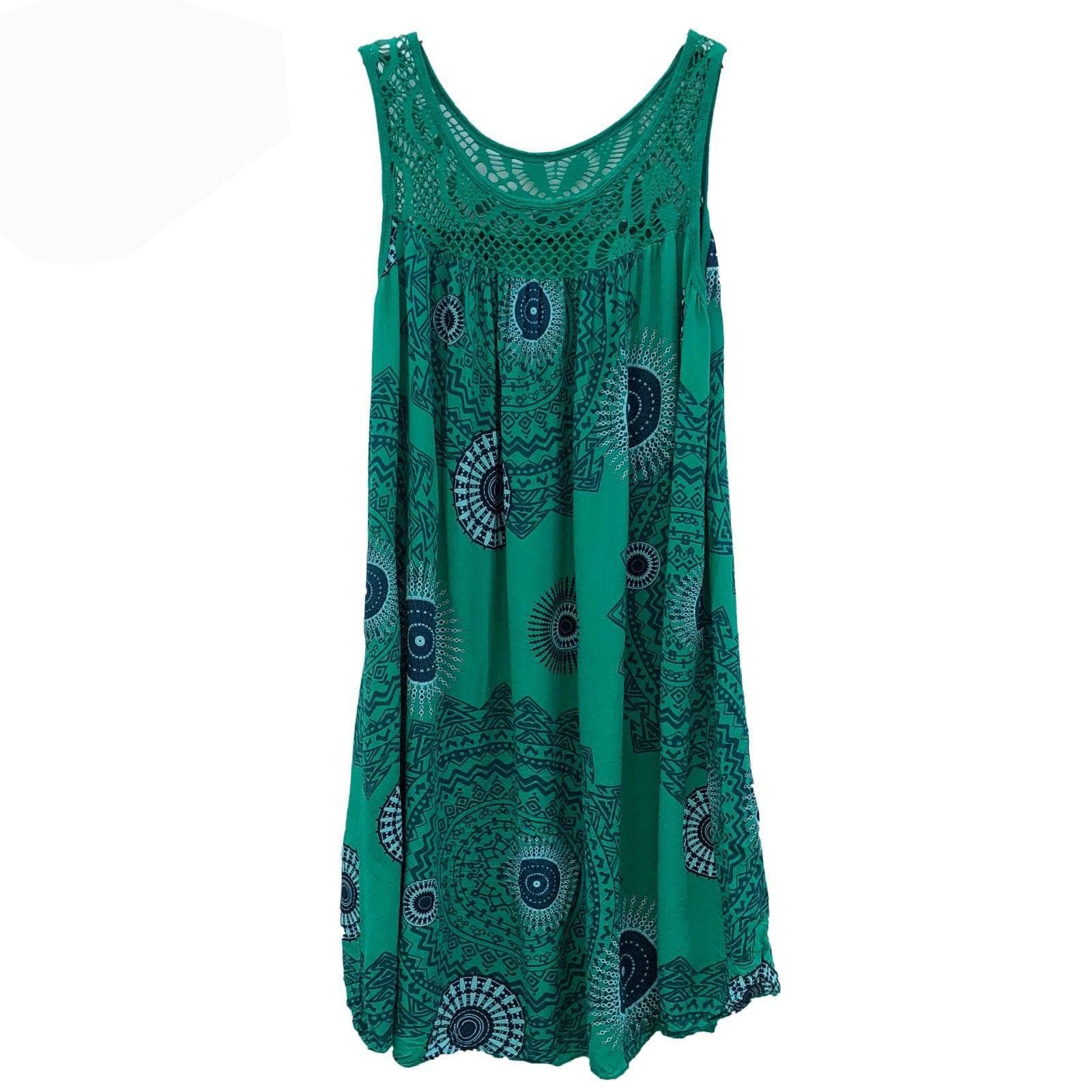 DAFIFY Women's Fashion Bohemia Summer Spring Sleeveless Suspenders O-Neck Casual Dresses XL