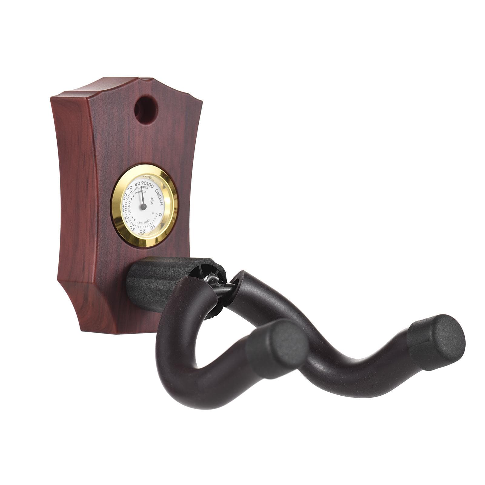 2-in-1 Guitar Wall Mount with Hygrometer Humidity Meter Guitar Wall Hanger Stringed Instrument brown