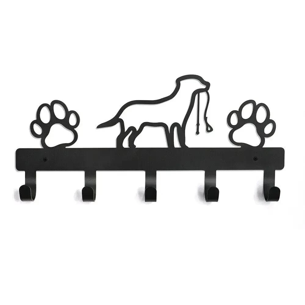 Metal Paw Pet Dog Hanger 5 Hooks Coat Hanger Key Wall Rack Holder Organizer Towel Rack Storage Hook Iron Art black