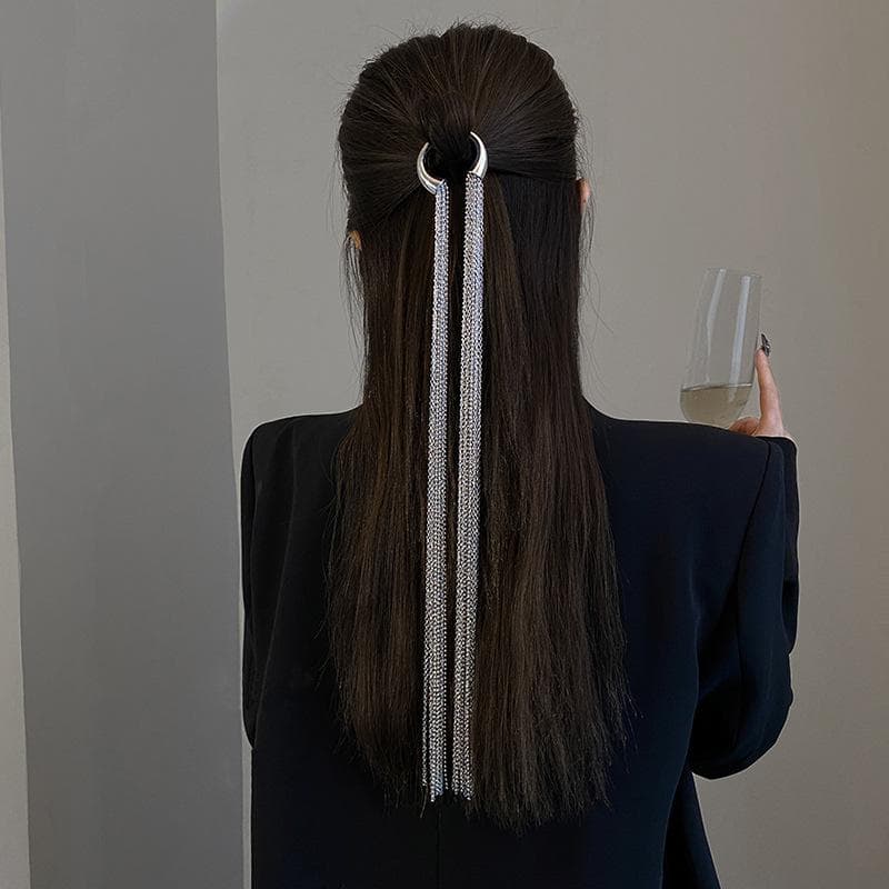 Vintage Hyperbole Geometric Metal Chain Hairpins Women Braid Headband Long Tassel Hair Jewelry Bride Accessories Headbands