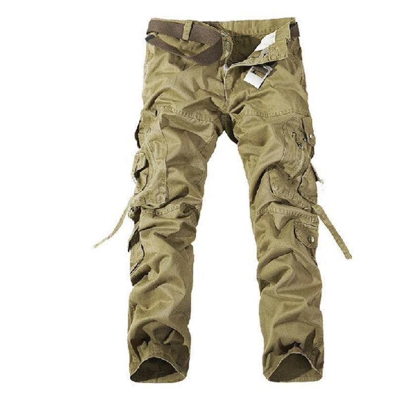 Men's Multi-Pocket Washed Overalls - Loose Fit, Large Size, Ideal for Outdoor Casual Wear 30 khaki