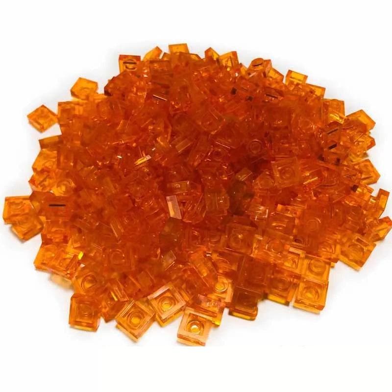 100pcs Transparent 1X1 Thin Brick Small Particles Building Blocks Transparent Parts Two-Dimensional Code Educational Children Bricks Assemblage Toy