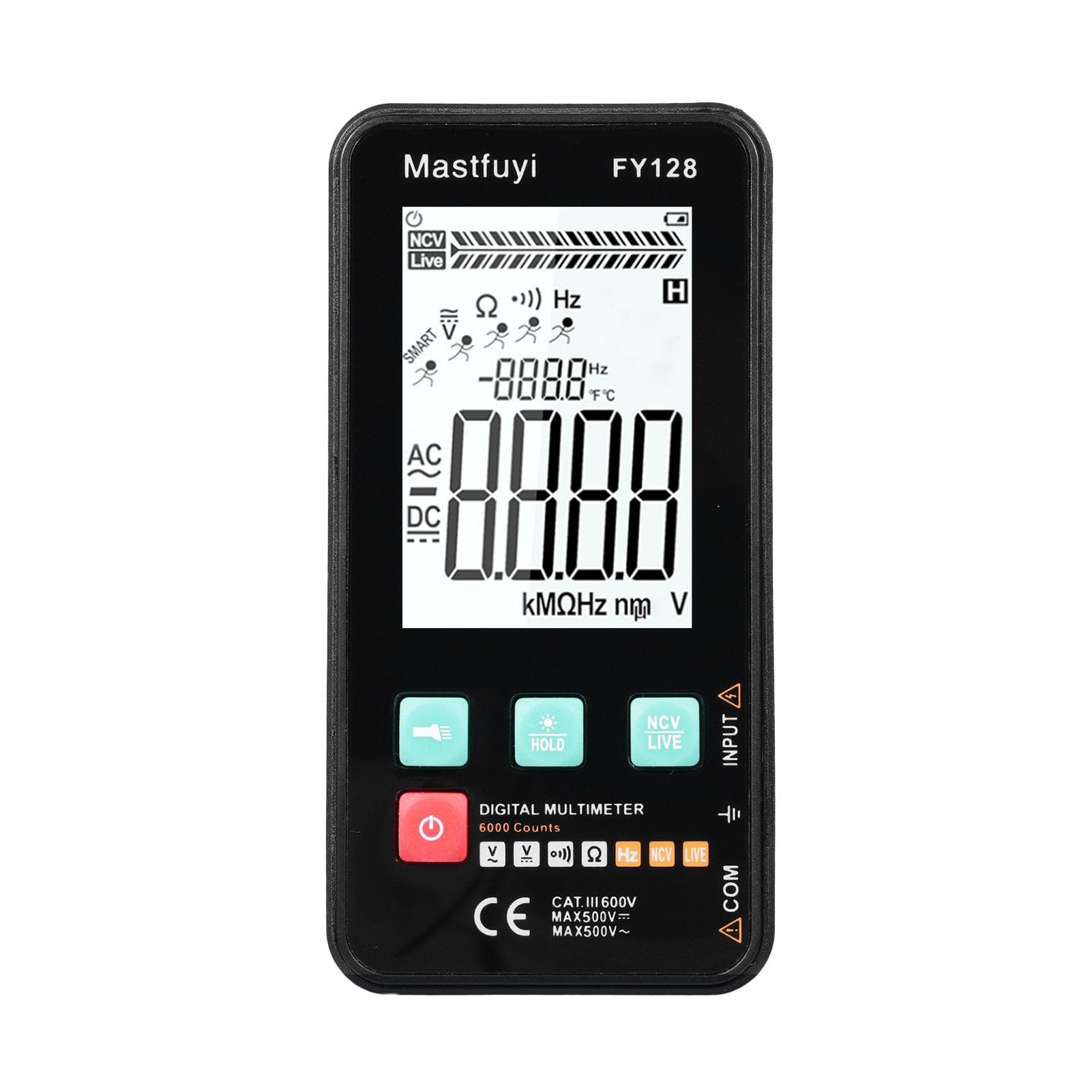 MASTFUYI FY128 Smart Digital Multimeter with Bracket Compact Intelligent Electrical Tester 5999 FY128 black