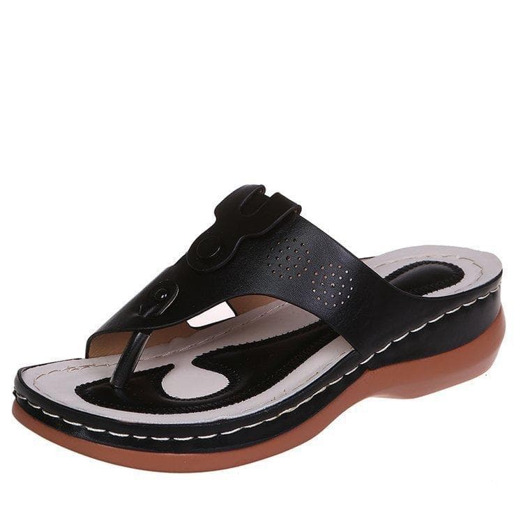 Women Slippers Clip Toe Flats Platform Shoes Sandals Casual Flip Flops Shoes Summer Fashion Walking Beach 43 black