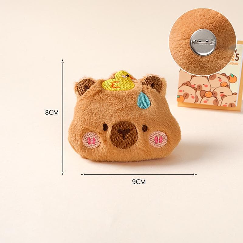 Cute Capybara Animal Plush Doll Brooch Fluffy Soft Stuffed Clothes Badge Pins Backpacks Decoration Accessories