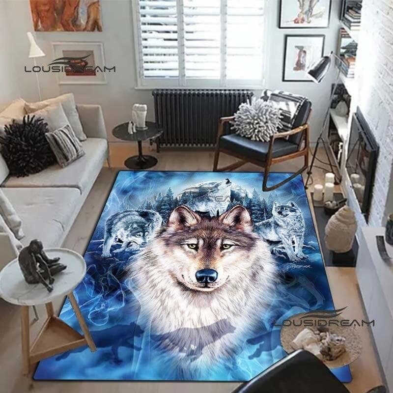 Wolf art Carpets and Rug 3D printing animal Carpet Floor Mat Living Room Bedroom Large Area Soft Carpet Kids Room Rug 80cm x 120cm