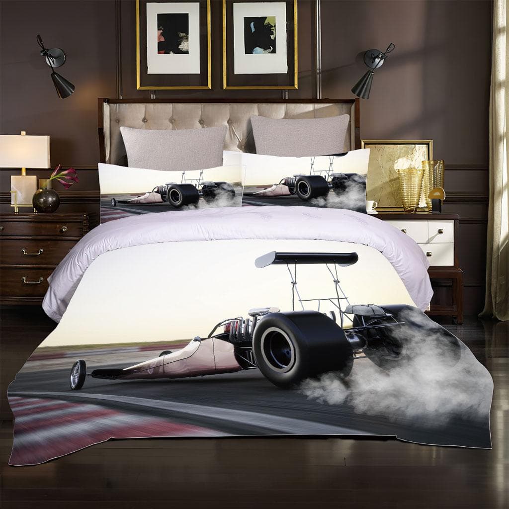 Bed Linen Set 200X220 Racing Car 3D Duvet Cover, 3Pcs Bedroom Decoration Bedding Single Double King Teen Children Adult Room W90xL190cm