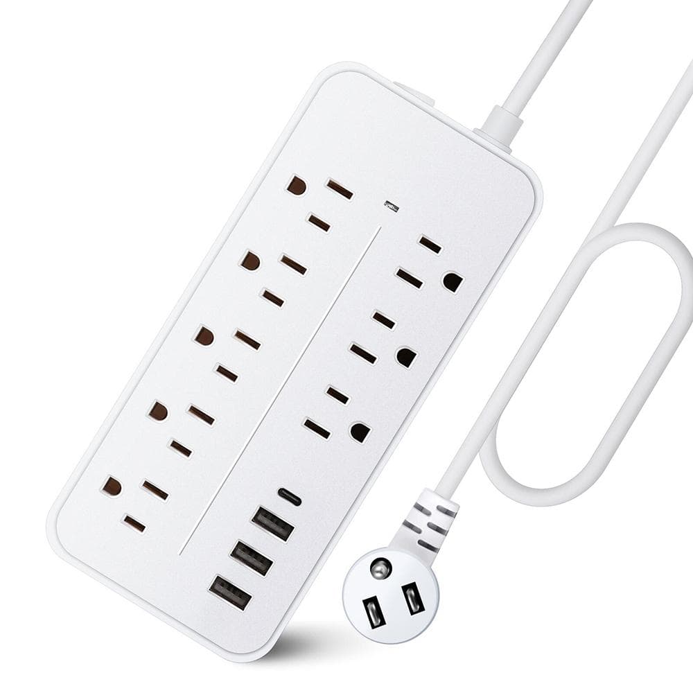 Plug Power Strip Surge Protector, Overload Protection, Fireproof Shell, ETL Listed, 1700J, white