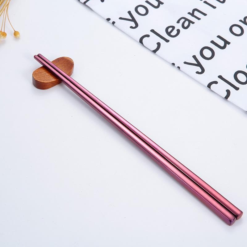 1 Pair Stainless Steel Chopsticks Portable Non-slip Food Sticks Tableware 23cm Chinese Chopsticks Tableware Kitchen Tools purple