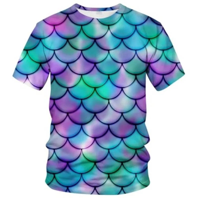Funny Fish Scale Pattern 3D Print Tshirt Men And Women Summer Fashion Personality O Neck Short Sleeve T Shirt Casual Kid Tee Top L