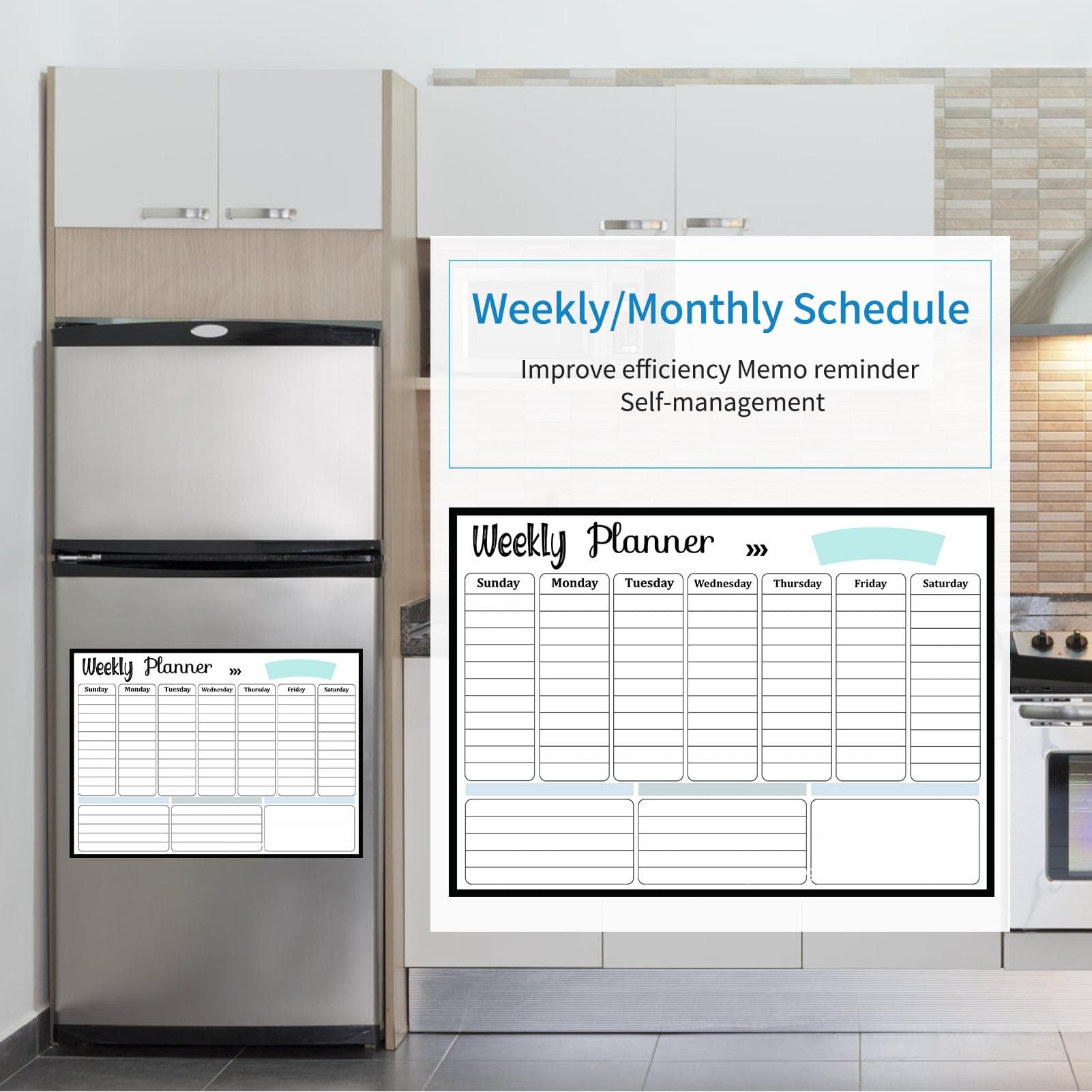 Magnetic Dry Erase Calendar Whiteboard Fridge Magnet Flexible Daily Message Stickers for Weekly white